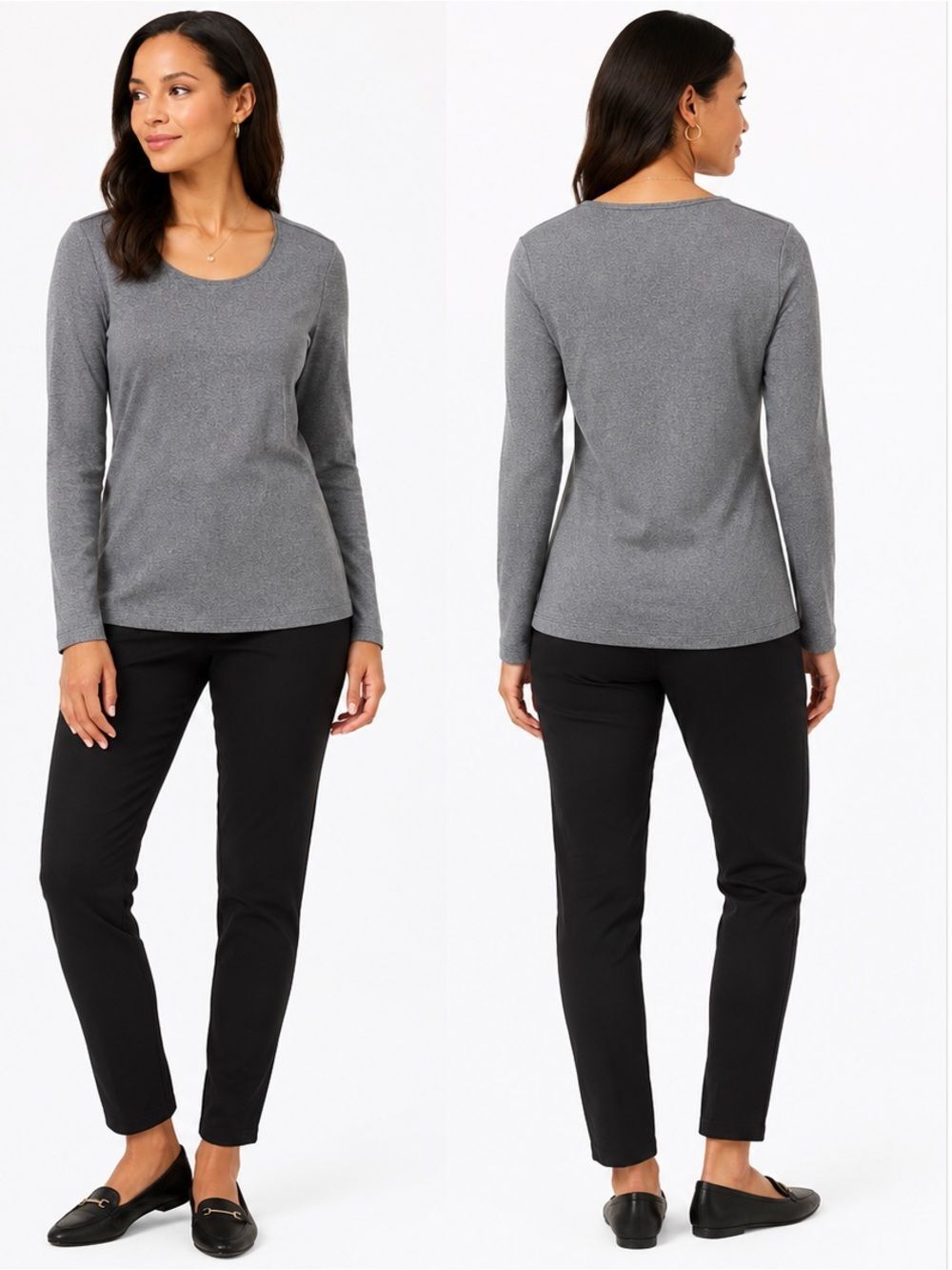 Karen Scott Charcoal Knit Top